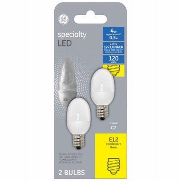 Current GE C7 E12 (Candelabra) LED Bulb Soft White 4 Watt Equivalence , 2PK 12315